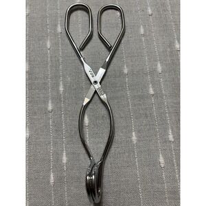 Vintage Ekco USA Curved 8 inch stainless steel Scissor Style Tongs Flippers EUC